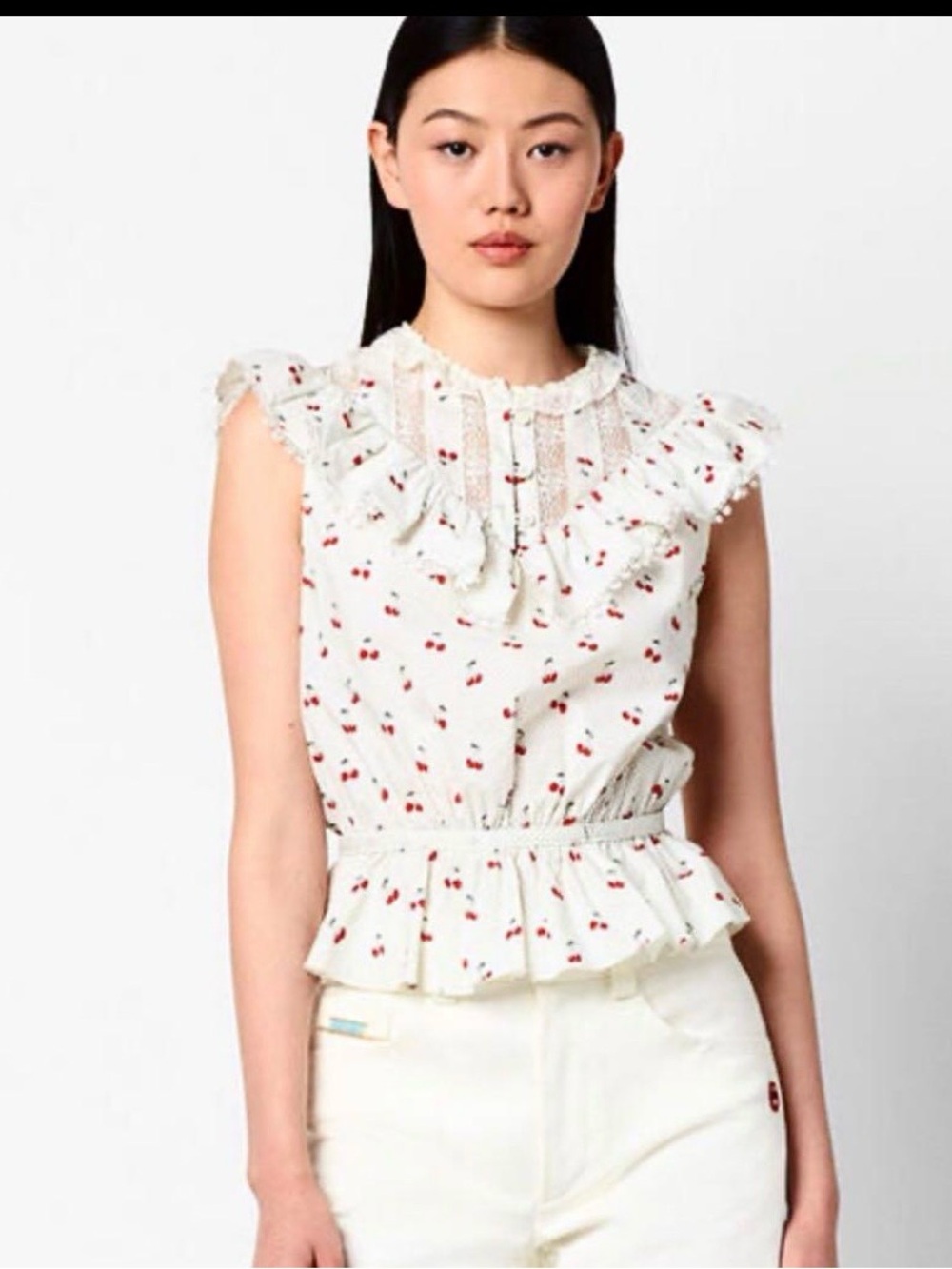 MARC JACOBS Ivory Cherry Victorian Top – Size S / 2